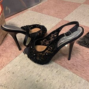 Bakers Black Lace High Heels